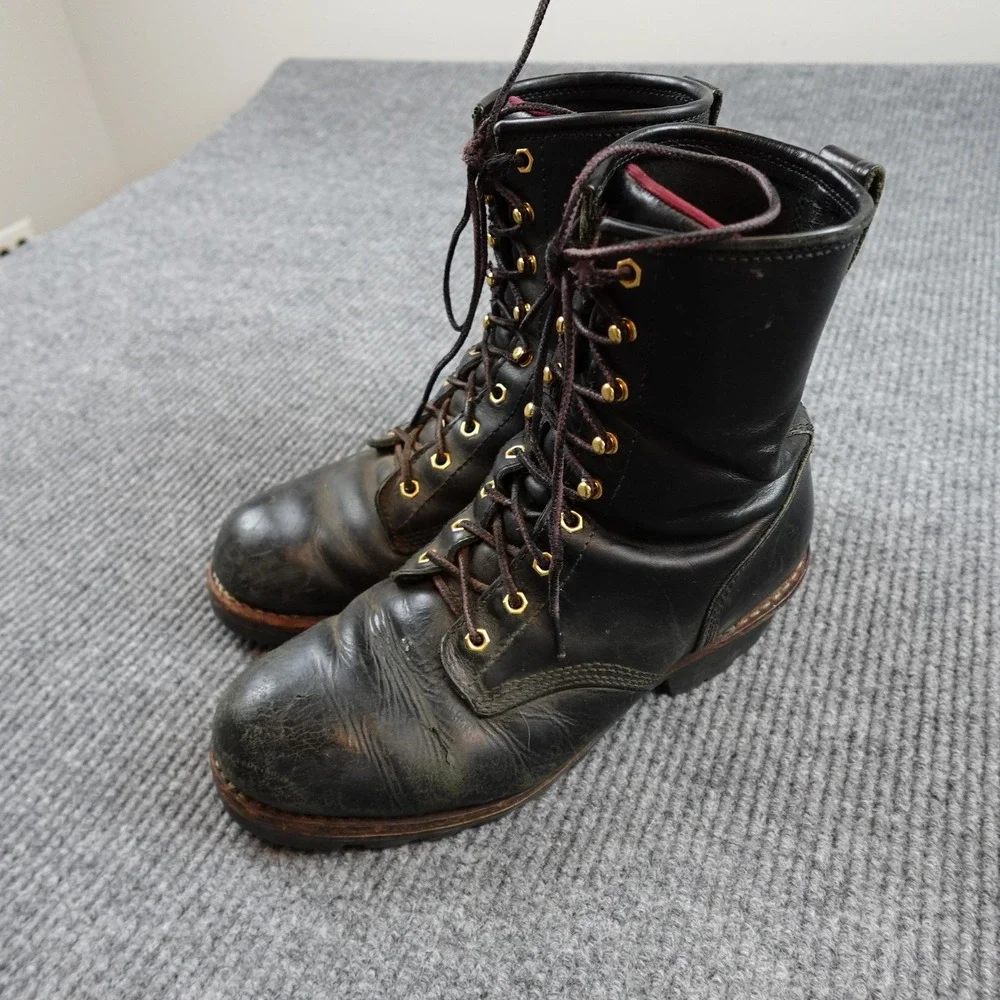 Chippewa 73015 Logger Boots Mens 10.5 Black Leather Vibram Workwear Vintage